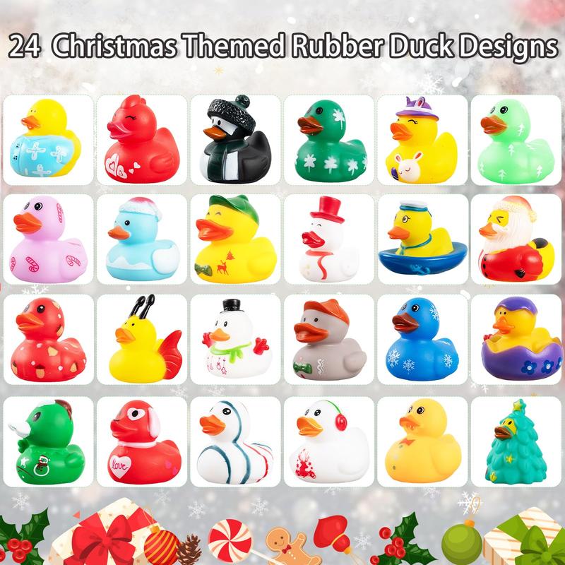 CHRISTMAS SALE:2024 Advent Calendar Christmas Ducks - 24pcs  Duck Advent Calendar 24 Days of Christmas Countdown  Fun Duck Bath for Xmas Holiday Gifts Party  Duck Party Favors