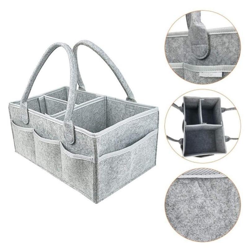 Fabric Storage Basket, 1 Count Multi-purpose Diaper Basket with Handle, Portable Nursery Storage Basket for Home Living Room Bedroom