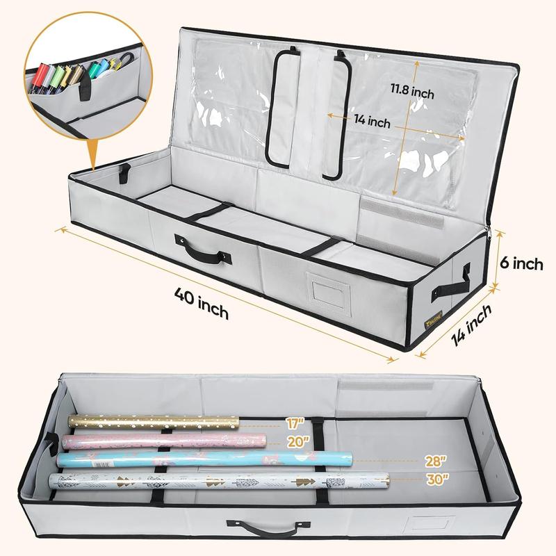 Christmas Wrapping Paper Storage Organizer with Flexible Partitions and Pockets, 40