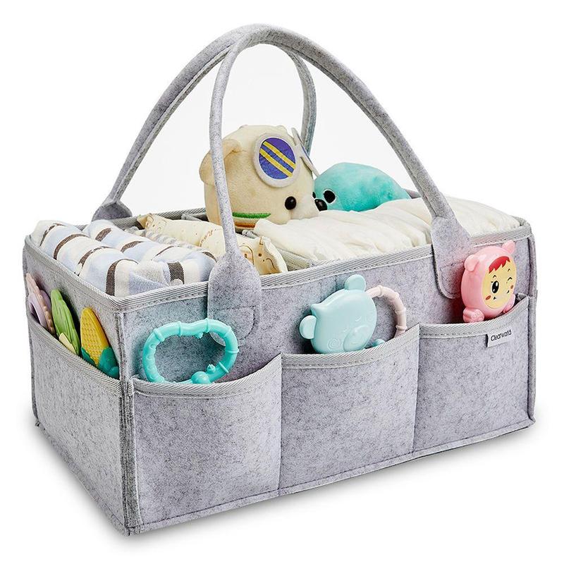 Fabric Storage Basket, 1 Count Multi-purpose Diaper Basket with Handle, Portable Nursery Storage Basket for Home Living Room Bedroom