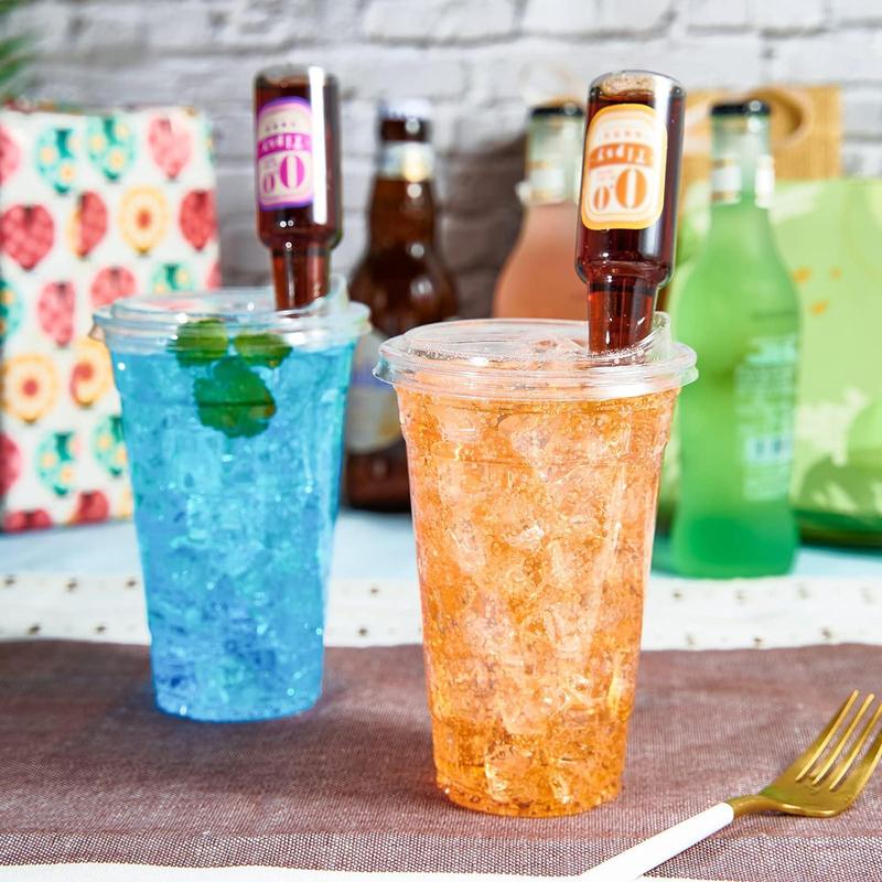 Disposable Plastic Cup with Lid, 50 Set Clear Cup with Direct Drinking Lid,  Plastic Cups, Disposable Tableware for Wedding, Restaurant, Party, Picnic