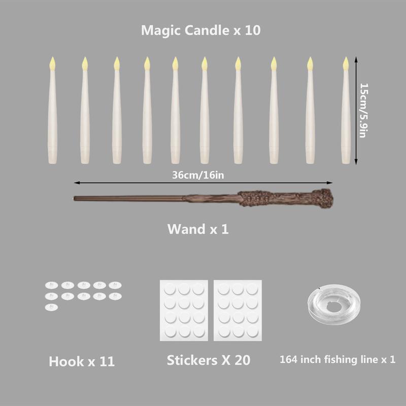 Floating Candle with Magic Wand Remote Control,  Christmas Battery Powered Hanging Candle Light, Flameless Flickering Warm Light Led Candle for Party Decoration