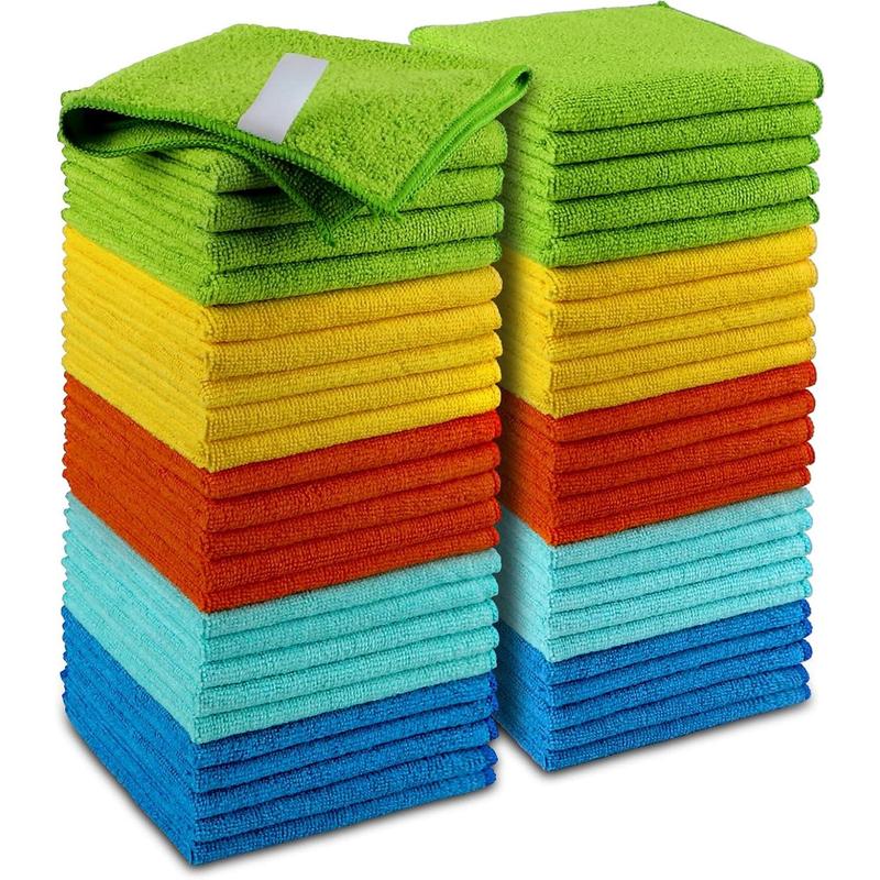 Microfiber Cleaning Cloths-50PK, Microfiber Towels for Cars, All-Purpose Car Cloth, Dusting Cloth Cleaning Rags, Absorbent Microfiber Cloth for SUVs, House, Kitchen, Window-12×12