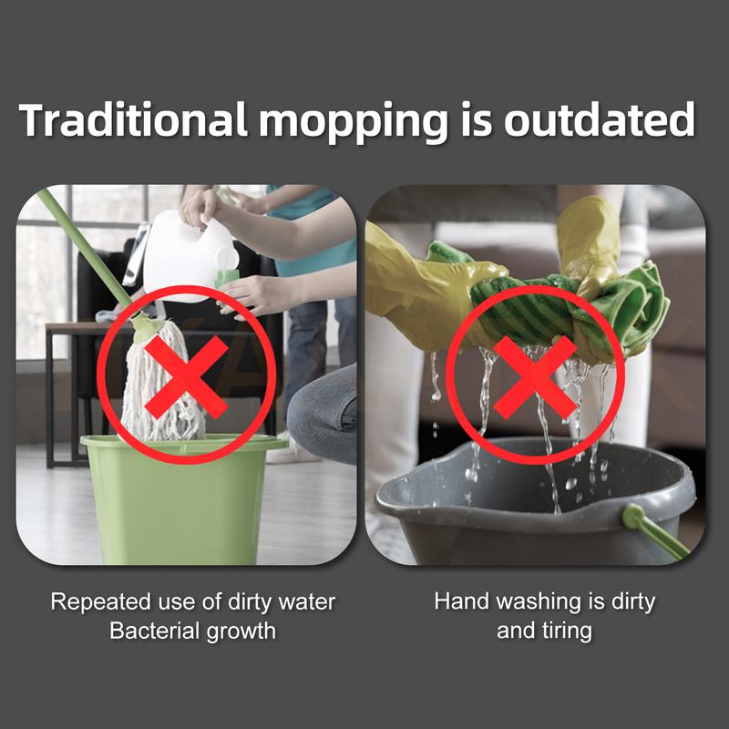 Square Spin Mop and Bucket Set, with Dirty&Clean Water Separation System,Self Wringing 360° Rotating Mop-Head With Turbo Flushing Bucket,Cleaning tools after the party, Christmas and New Year gifts