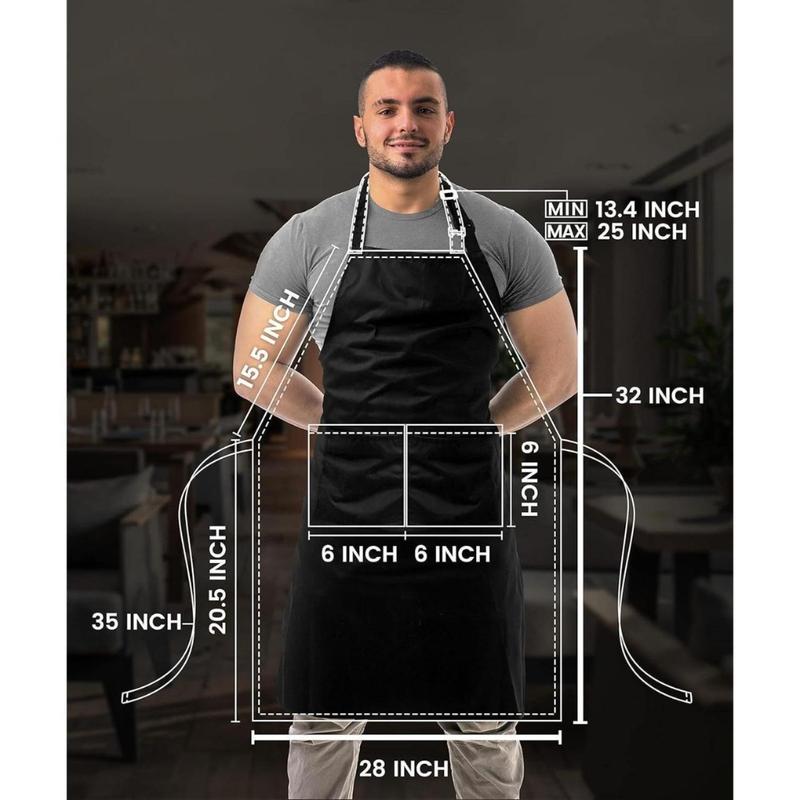 2 Pack Bib Apron, Adjustable with 2 Pockets, Water and Oil Resistant, Cooking Kitchen Chef Apron for Women Men(Creative Life Pavilion)