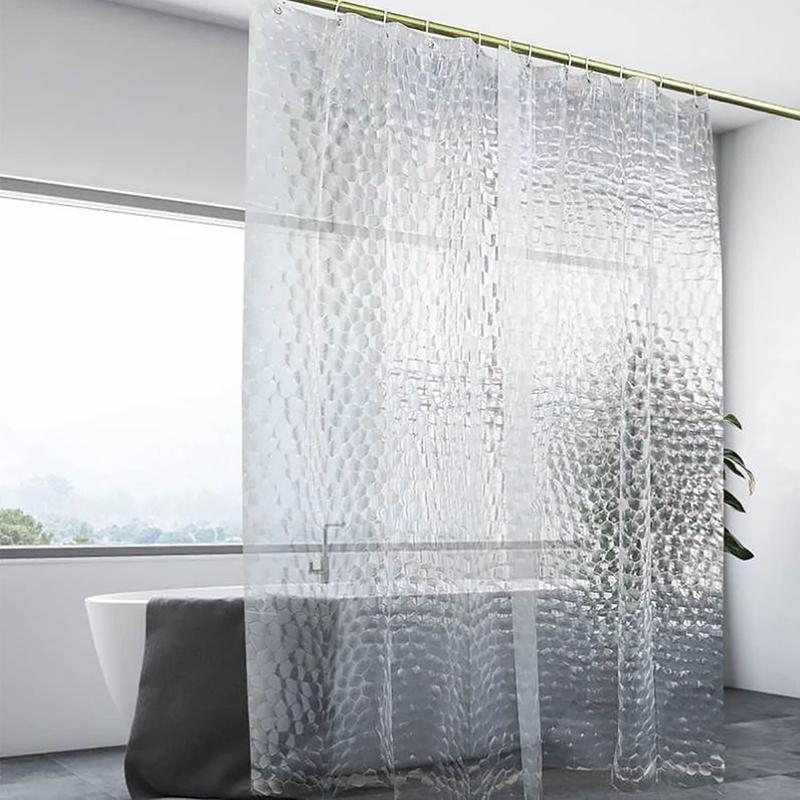 3D Cat Eye Cobblestone Watercube Effect Shower Curtain, 1 Count Waterproof Shower Curtain with 12pcs Hooks, Bathroom Accessories, Bathroom Decor