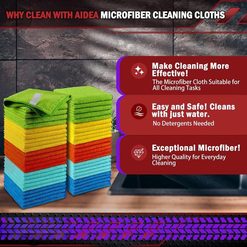 Microfiber Cleaning Cloths-50PK, Microfiber Towels for Cars, All-Purpose Car Cloth, Dusting Cloth Cleaning Rags, Absorbent Microfiber Cloth for SUVs, House, Kitchen, Window-12×12