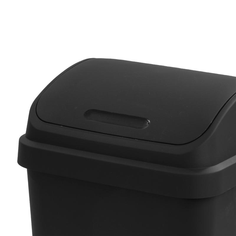 Kitchen Trash Can 13 Gallon Plastic Swing With Lid Garbage Black Cabinet Wall