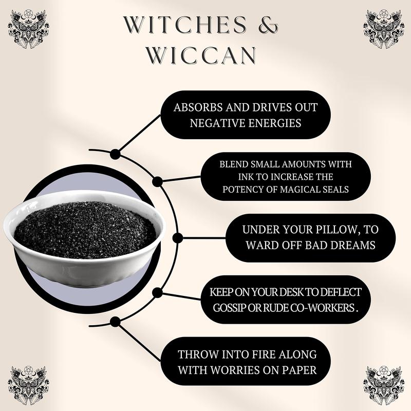 Black Salt for Protection Rituals - Wiccan Supplies for Witchcraft & Spells | 2 oz Bag of Sal Negra for Magical Practices Freshener Scented Aroma Perfume