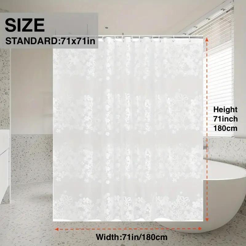 Flower Pattern Shower Curtain, 1 Set Plastic Waterproof & Anti-mold Shower Curtain with Hooks, Durable Bathroom Accessories for Home Bathroom