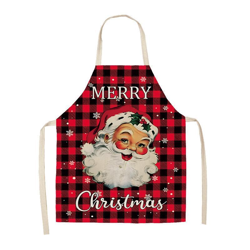 Christmas Themed Apron, 1 Count Creative Design Adjustable Apron, Fashionable Reusable Kitchen Cooking Apron for Men & Women