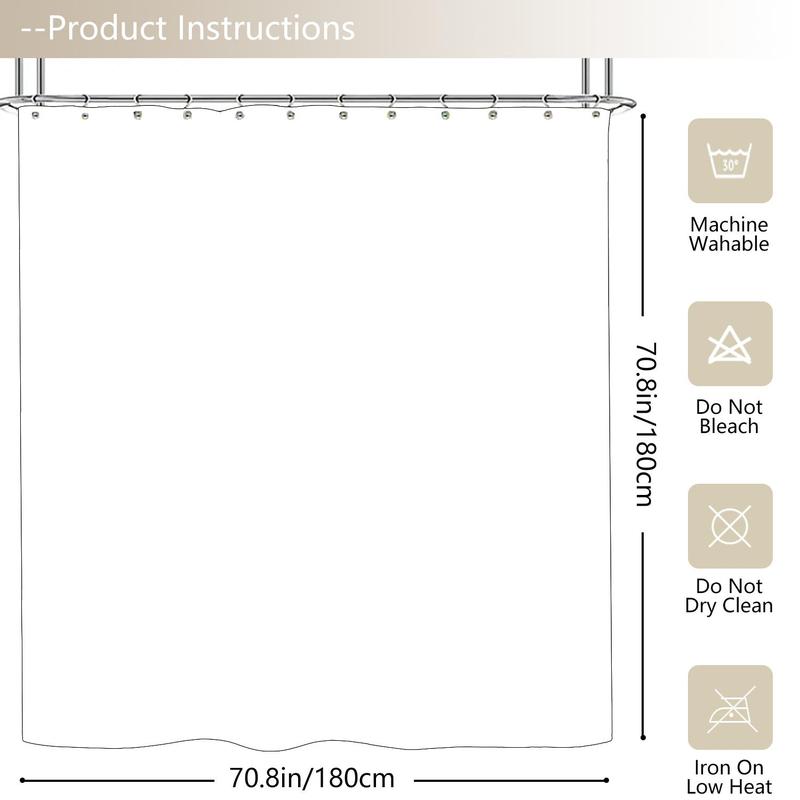 Boho Style Shower Curtain, 1 Count Modern Bathroom Curtain with 12pcs Hooks, Bathroom Accessories for Home Hotel Salon