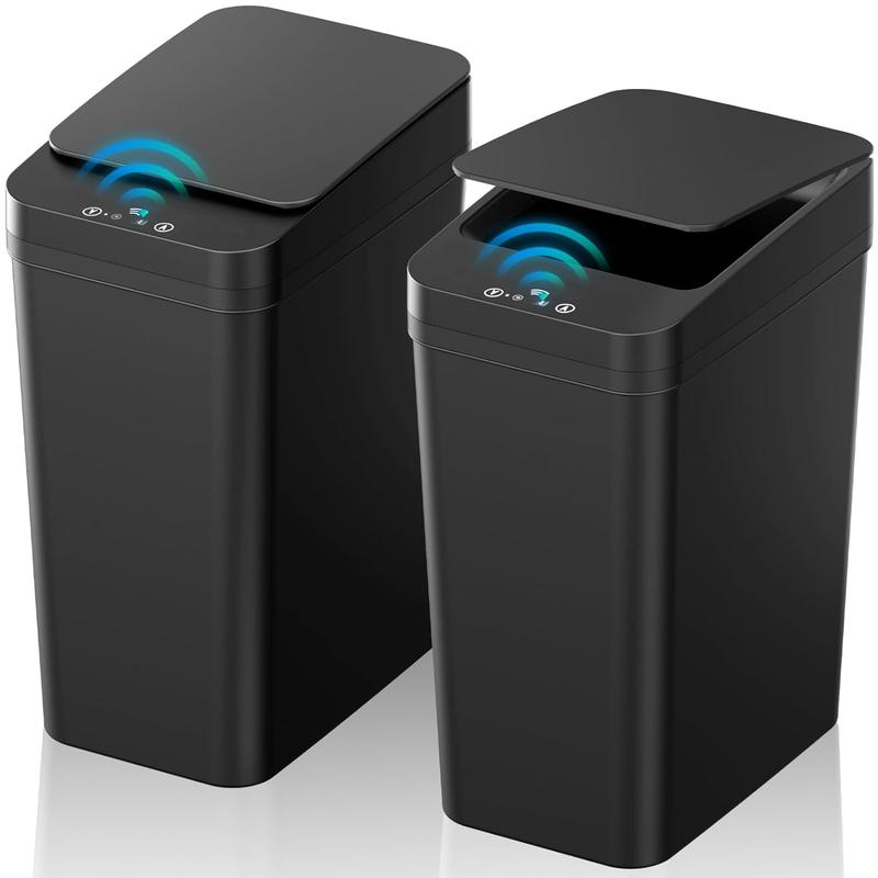 1-Pack 2.2 Gallon Automatic Touchless Trash Can, Small Motion Sensor Smart Trash Can, Ultra-Thin Waterproof Trash Can for Bedroom, Bathroom, Office, Living Room, Black