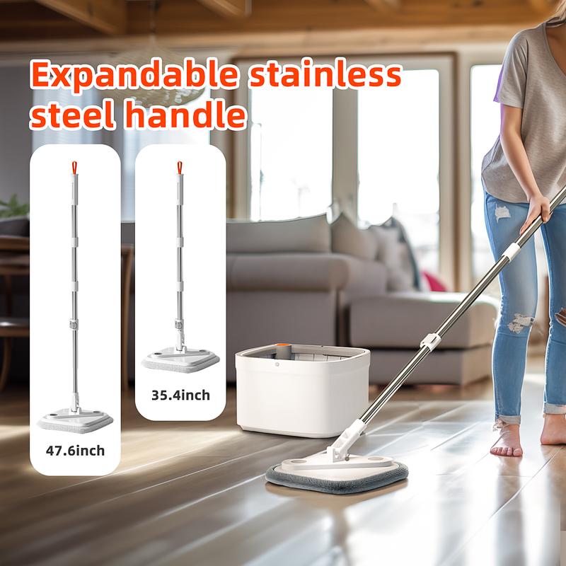 Square Spin Mop and Bucket Set, with Dirty&Clean Water Separation System,Self Wringing 360° Rotating Mop-Head With Turbo Flushing Bucket,Cleaning tools after the party, Christmas and New Year gifts