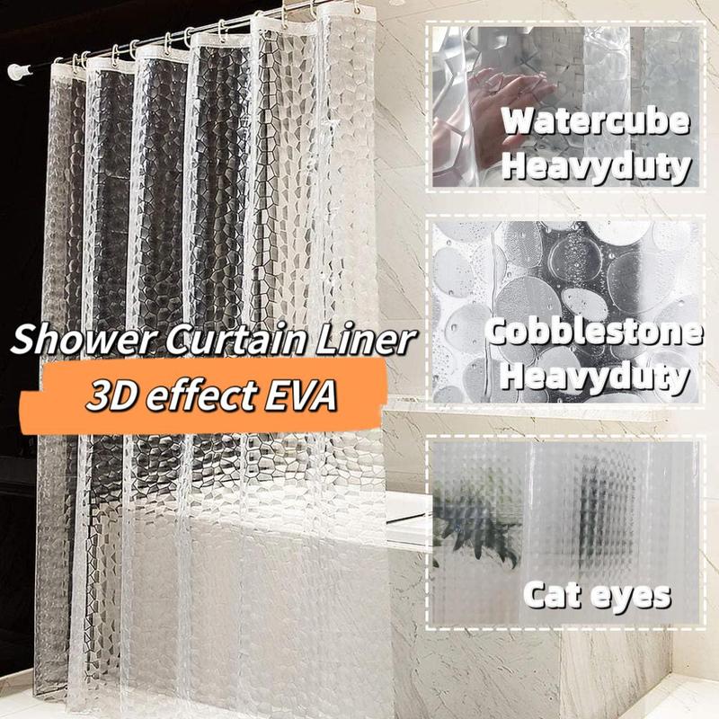 3D Cat Eye Cobblestone Watercube Effect Shower Curtain, 1 Count Waterproof Shower Curtain with 12pcs Hooks, Bathroom Accessories, Bathroom Decor