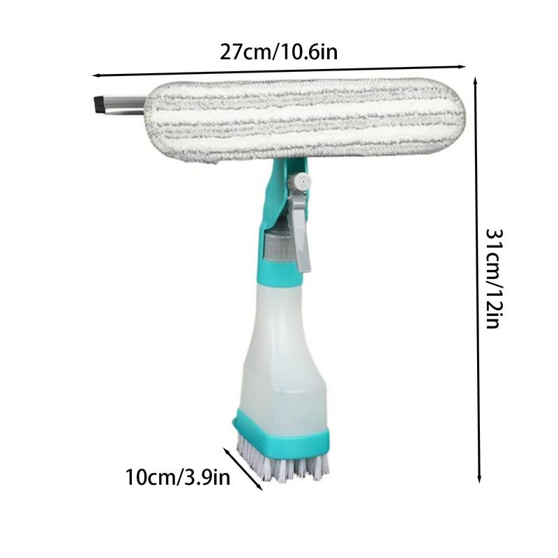 Multifunctional Window Cleaner Tool, 1 Count 4 in 1 Kit with Spray Bottle, Portable Microfiber Head Squeegee for Home Cleaning