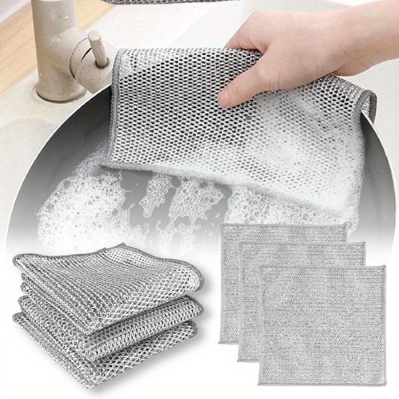 Wire Mesh Dishcloth, 3pcs Non-stick Square Cleaning Wipes, Kitchen Accessories Cleaning Tools For Dishwashing