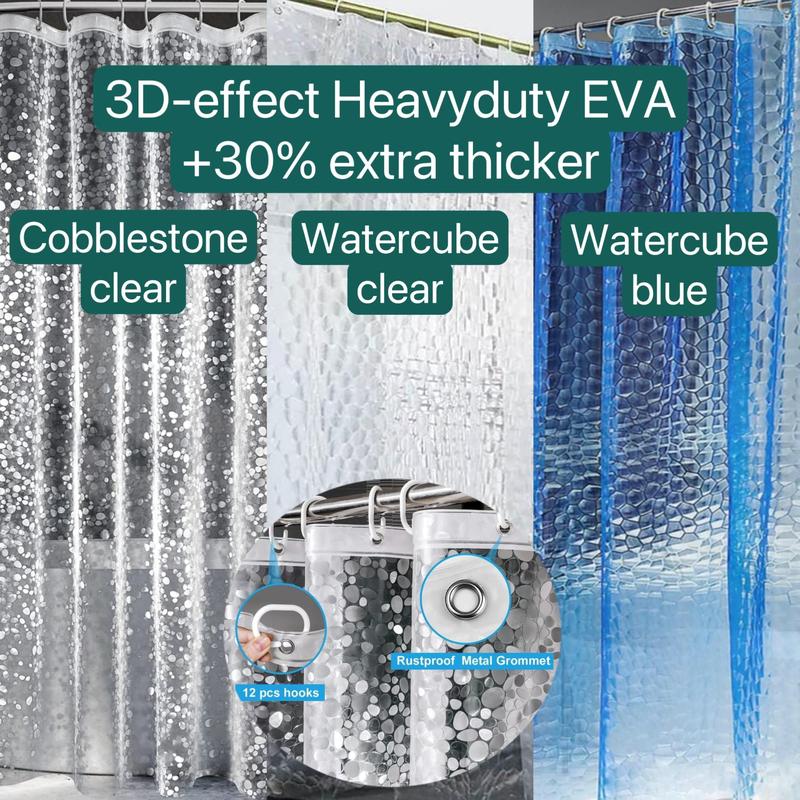 3D Cat Eye Cobblestone Watercube Effect Shower Curtain, 1 Count Waterproof Shower Curtain with 12pcs Hooks, Bathroom Accessories, Bathroom Decor