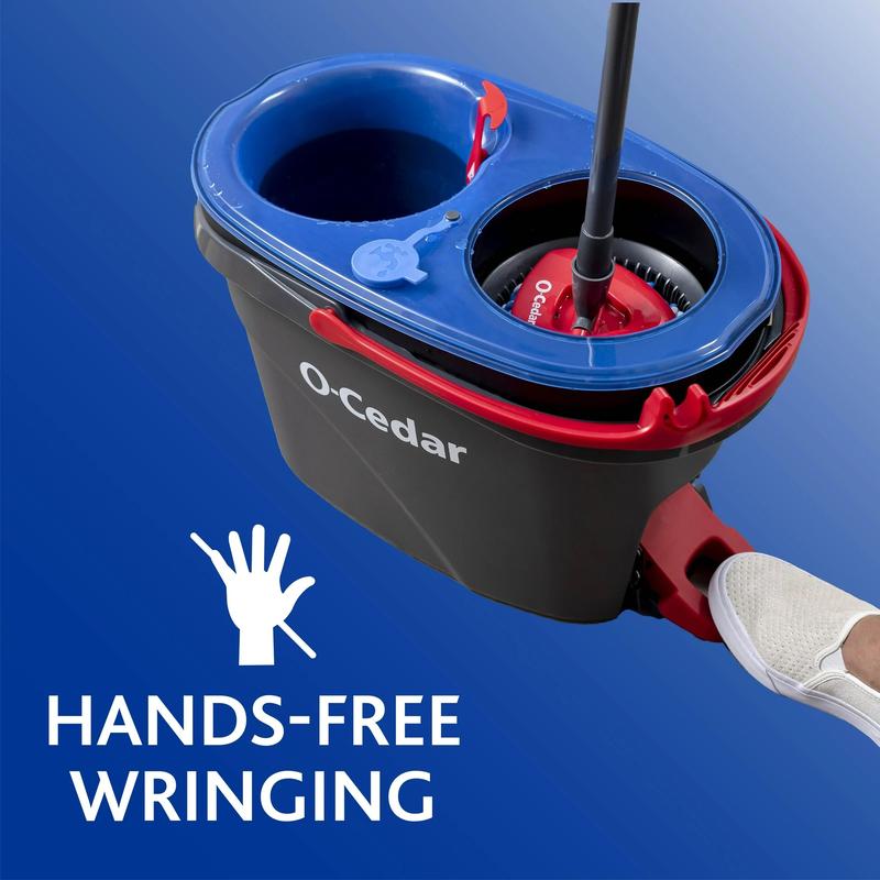 O-Cedar EasyWring™ RinseClean™ Spin Mop & Bucket System - Removes 99% of Bacteria with Clean Water - Microfiber, Cleaning