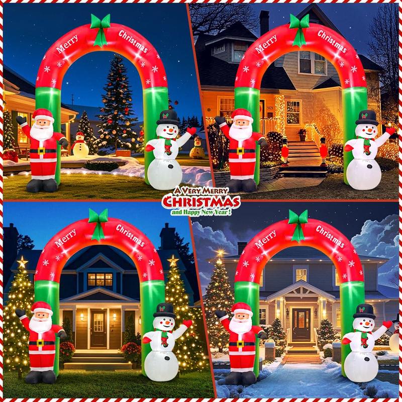  Outdoor Large Christmas Self Inflating Inflatables with LED Lights Holiday Decor (10ft Gingerbread Archway)