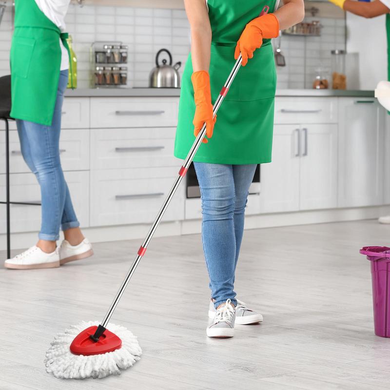 Microfiber Mop Set, 1 Set Including 2 Counts Spin Mop Heads & 1 Count Base & 1 Count Mop Handle, Household Cleaning Tool for Home, Summer for Gift, Cleaning Supplies 2024