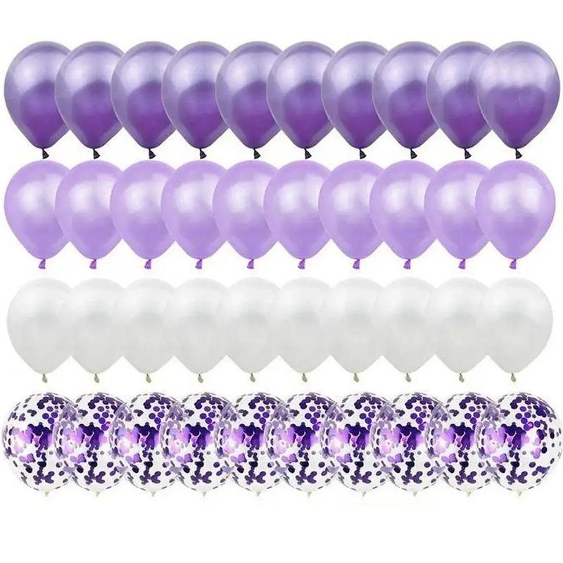 12inch Confetti Balloon & Solid Color Balloon Set, 40pcs Baby Shower Wedding Summer Party Decor Balloon, Super Bowl Party Decor, Festive & Party Supplies