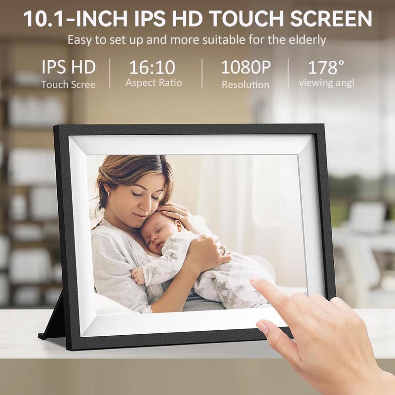 Uhale Digital Picture Frame WiFi with APP 10.1 inch IPS HD Touch Screen Loop  Digital Photo Frame Load  Picture Frame Slideshow from Phone -  for Displaying Memories