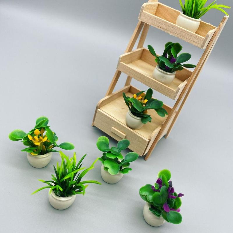 4pcs set Miniature Potted Plant Model, Mini Plant For Dollhouse Decor, Decoration Craft For Home Office Table Desk