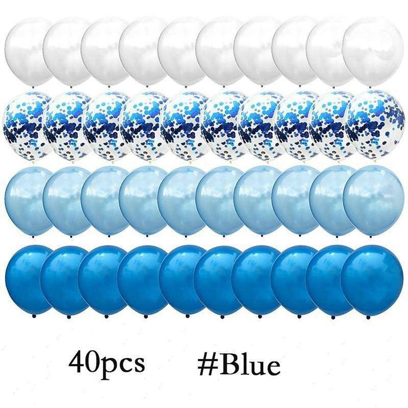 12inch Confetti Balloon & Solid Color Balloon Set, 40pcs Baby Shower Wedding Summer Party Decor Balloon, Super Bowl Party Decor, Festive & Party Supplies