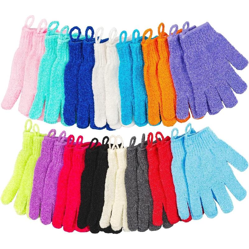 30 Count Exfoliating Gloves for Shower, 15 Colors Body Exfoliator Glove with Hanging Loop, Scrub Exfoliate Glove Mitt Bath Face Spa Hand Scrubber Wash Deep Scrubbing Dead Skin for Women Men Personal Personal