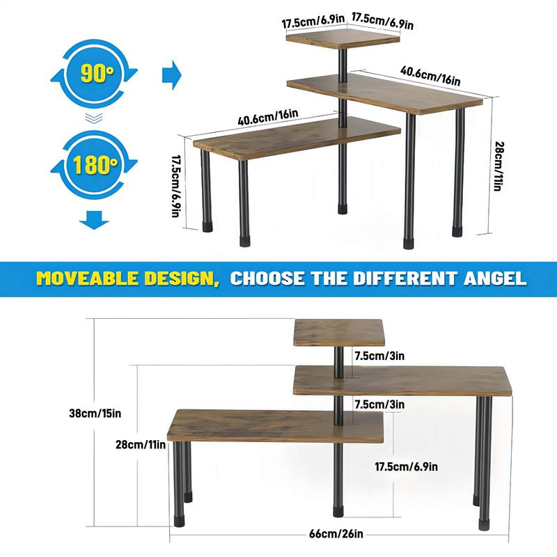Wooden Multi-layer Corner Storage Shelf, 1 Count Multifunctional & Adjustable Angle Storage Rack, Suitable for Kitchen, Bathroom, Bedroom, Coffee Area