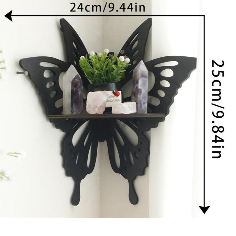 Wooden Butterfly Design Wall Mounted Storage Rack, Modern Art Hollow Out Design Wall Storage Holder, Home Organizer for Living Room Bedroom Dining Room