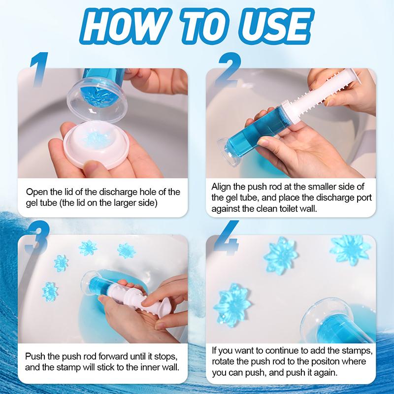 6 PCS Air Fusion Toilet Cleaning Gel Stamps Toilet Bowl Stamp Gel Deodorizing Clean  Air Freshener for Bathroom and Kitchen,Helps Keep Toilet Clean and Helps Prevent Limescale  1.6oz 1 Dispenser with 14 Stamps  Household Cleaner