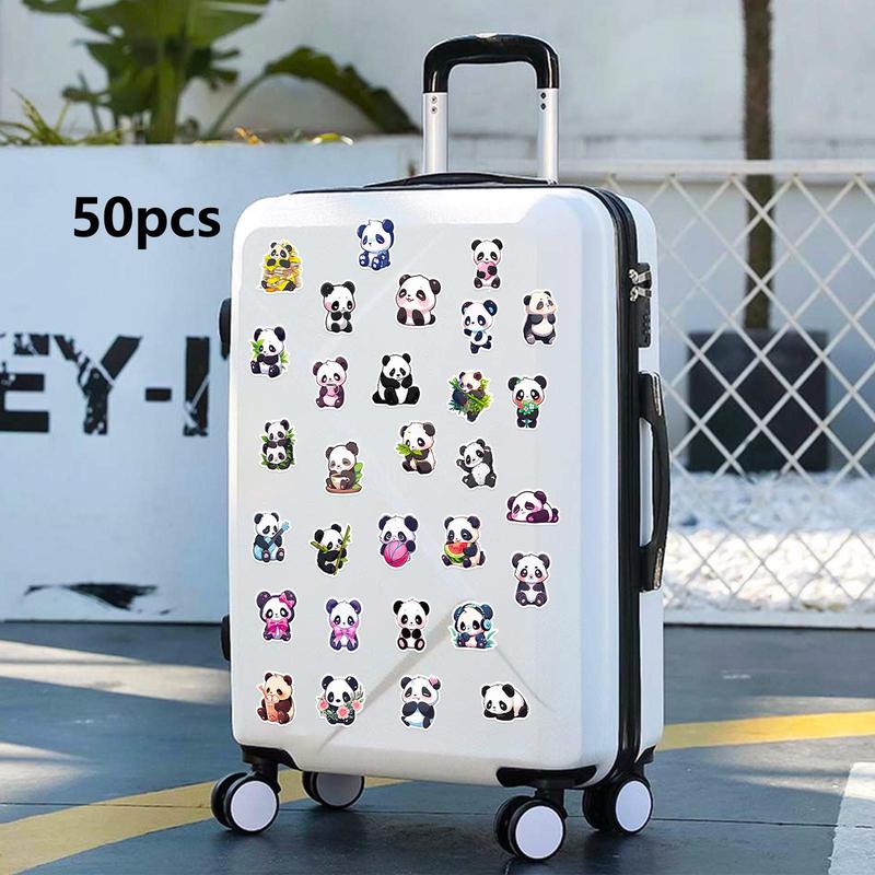 50pcs Cute Cartoon Panda Pattern Sticker, Waterproof DIY Decorative Sticker For Car Bike Laptop Phone Luggage Guitar Water Bottle