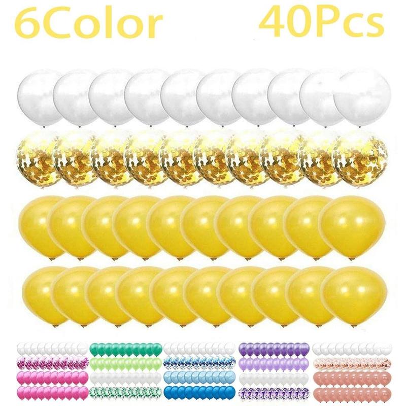 12inch Confetti Balloon & Solid Color Balloon Set, 40pcs Baby Shower Wedding Summer Party Decor Balloon, Super Bowl Party Decor, Festive & Party Supplies