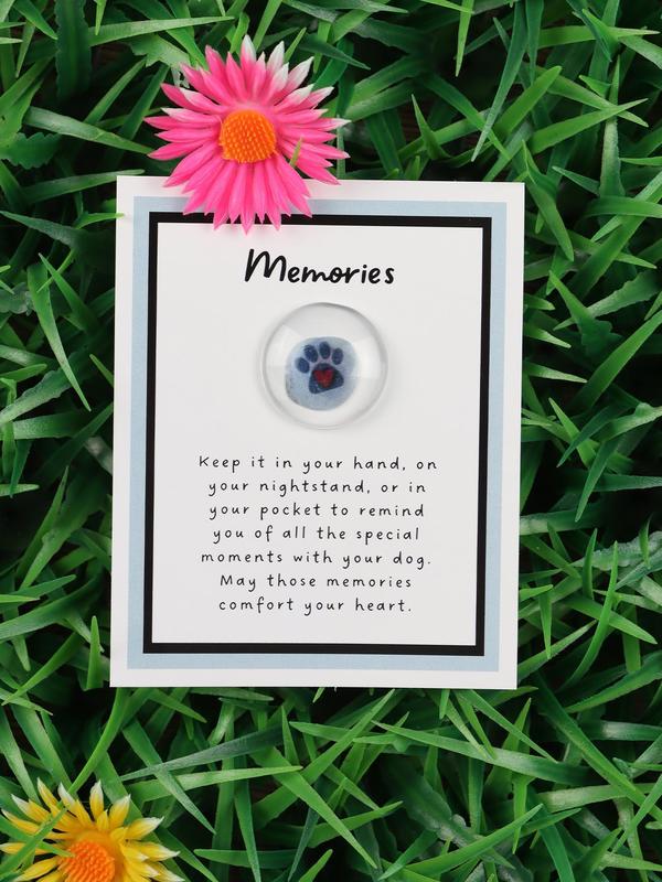 Dog Paw Design Glass Gem, Meaningful Cute Pocket Token, Sympathy Gift, Loss Of Pet Remembrance Gift, Condolence Gift for Women & Men