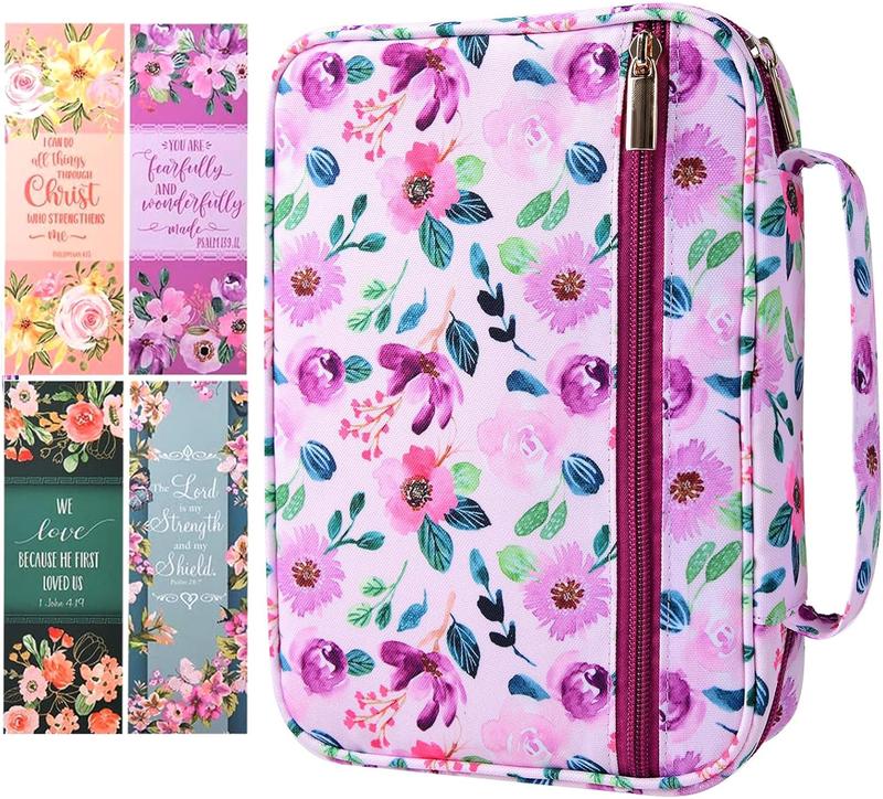 Bible Covers Case Pink Medium Large Bible Carrying Holder Pockets and Bookmarks 11“x8.5”x2.5