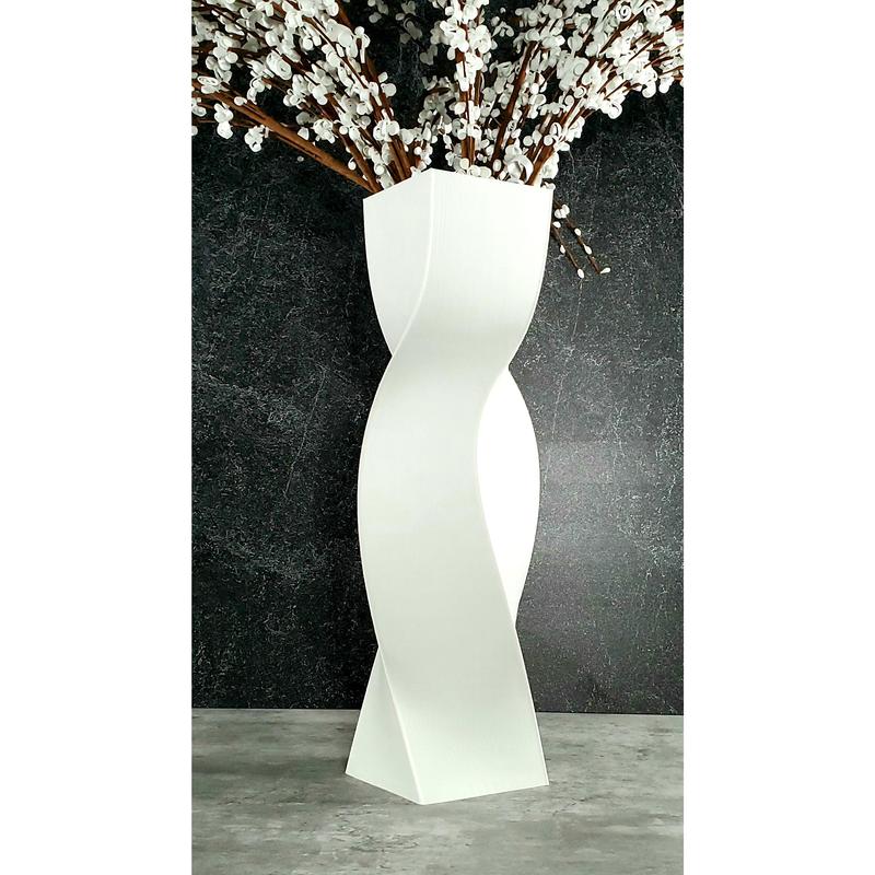 Tall Geometric Matte White Vase or Centerpiece | Modern Home Decor | Flower Vase | Gift