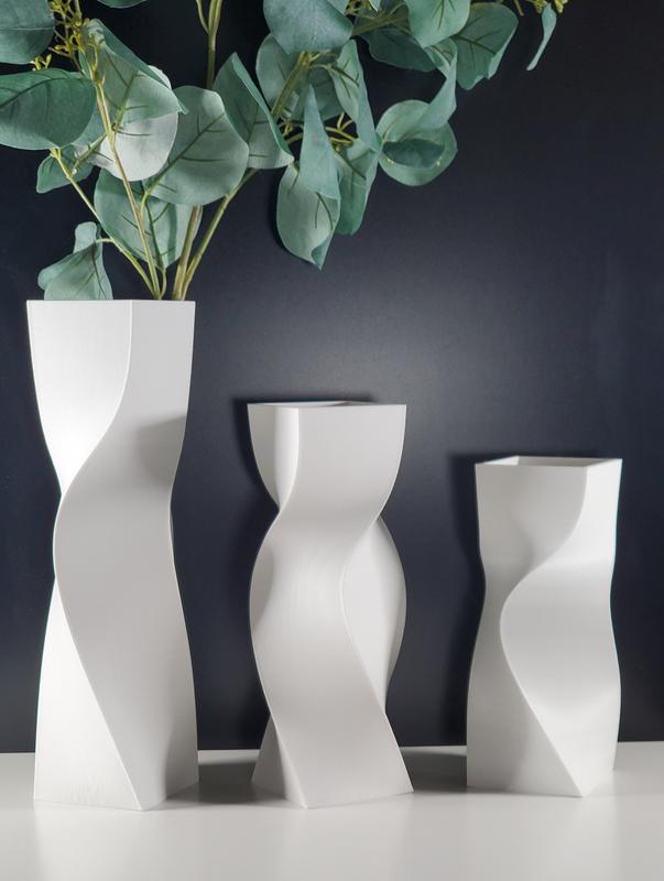 Tall Geometric Matte White Vase or Centerpiece | Modern Home Decor | Flower Vase | Gift