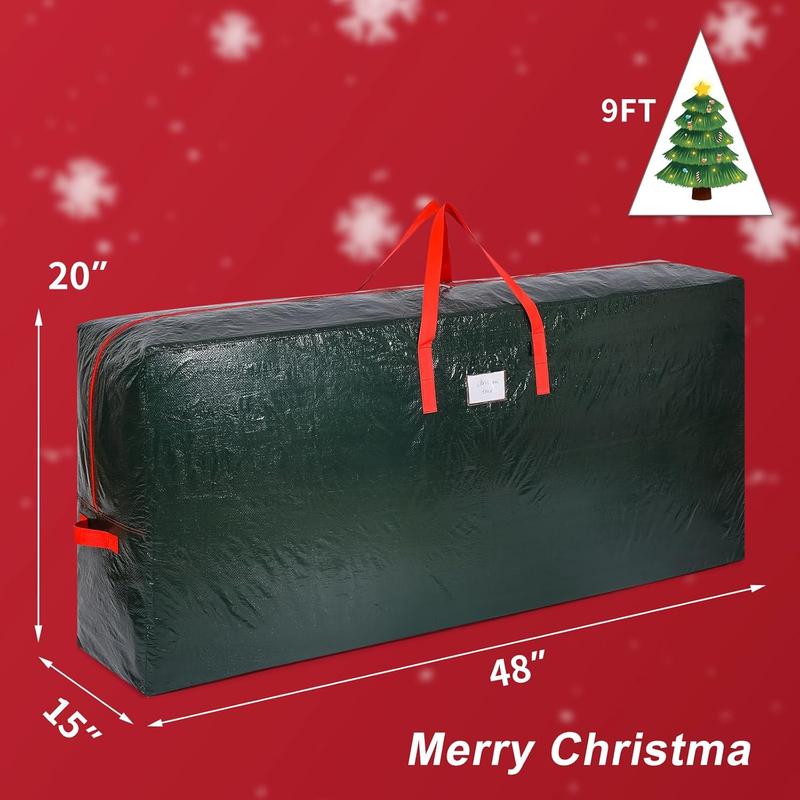 Fits Up to 9 ft Tall Holiday Artificial Xmas Holiday Tree Heavy Duty Extra Large Artificial Large Christmas Tree Storage BagDual Zipper and handles on both sides Green Christmas tree bag