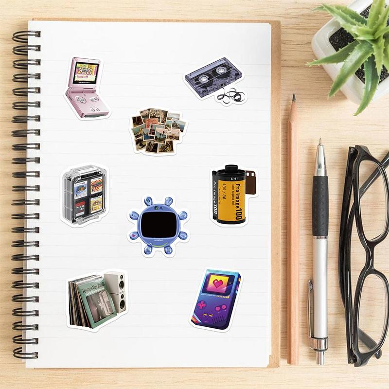 Vintage Device Pattern Sticker, 50pcs set Retro Camera Decorative Sticker, DIY Decal for Water Bottle, Laptop, Phone Case, Scrapbook, Journal Making