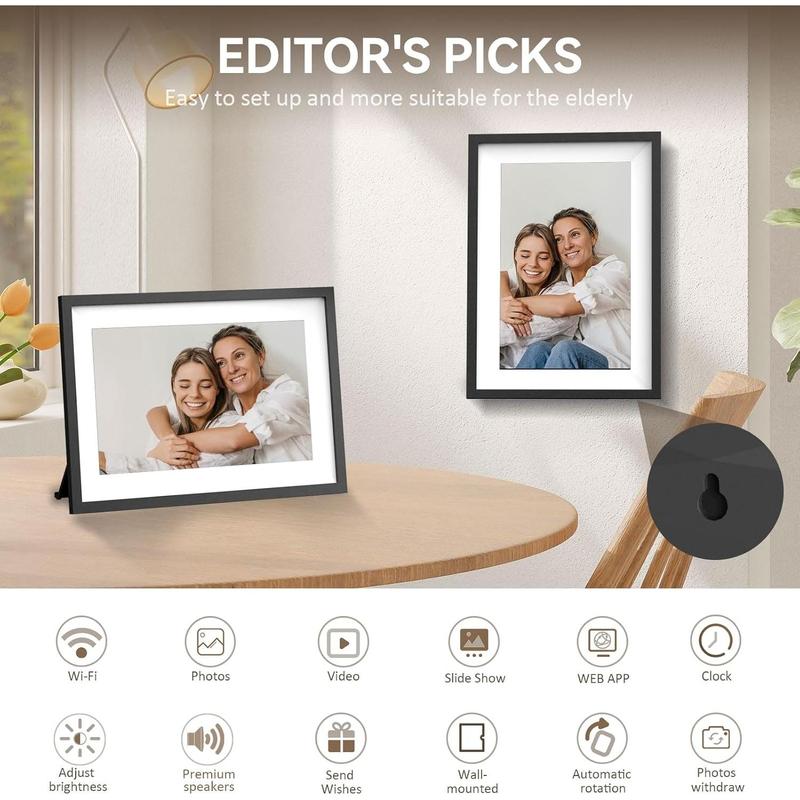 Uhale Digital Picture Frame WiFi with APP 10.1 inch IPS HD Touch Screen Loop  Digital Photo Frame Load  Picture Frame Slideshow from Phone -  for Displaying Memories