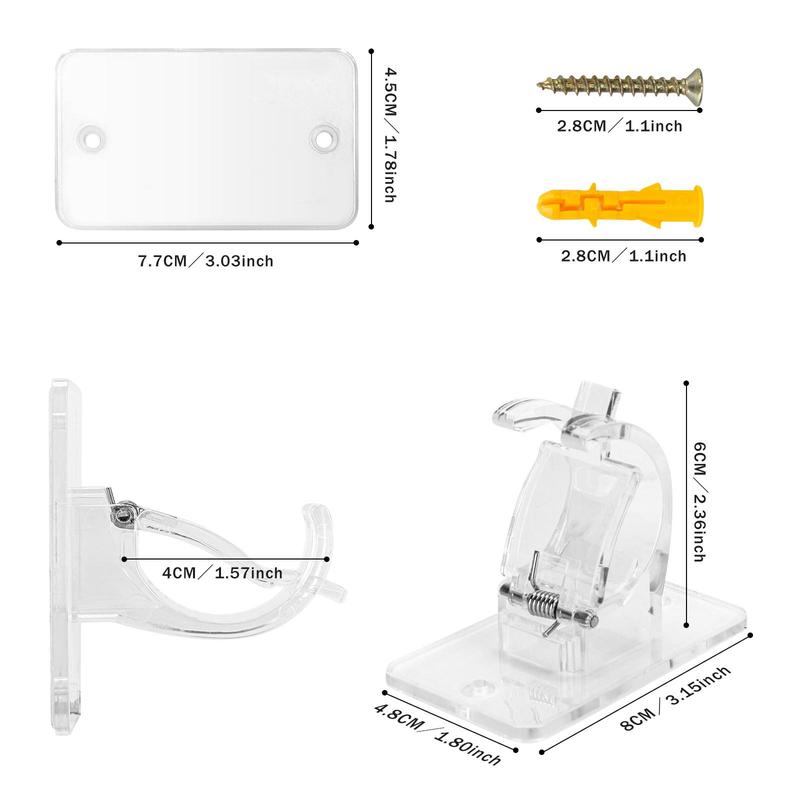 Self Adhesive Curtain Rod Holder for Summer, Universal Bedroom Curtain Rod Clip, Curtain Rod Mounting Bracket, Multipurpose Curtain Rod Fixing Clip, Curtain Rod Rack For Home Decor, Window Hardware Accessories, Room Accessories