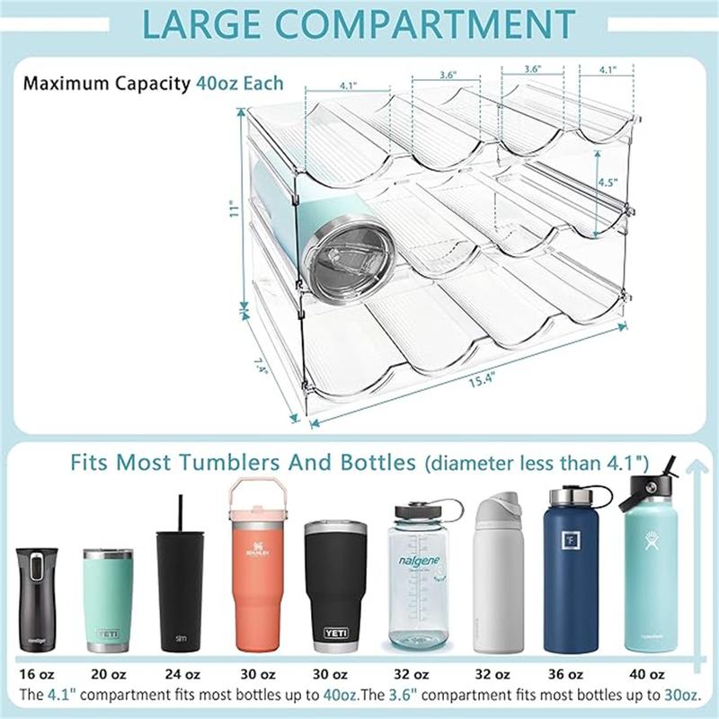 Christmas Gifts  Water Bottle Organizer, Stackable Kitchen Home Pantry Organization and Storage Rack, Plastic Water Bottle Holder for Kitchen Cabinet Fridge Organizer and Storage, Large Compartment fits any bottle size up to 40oz