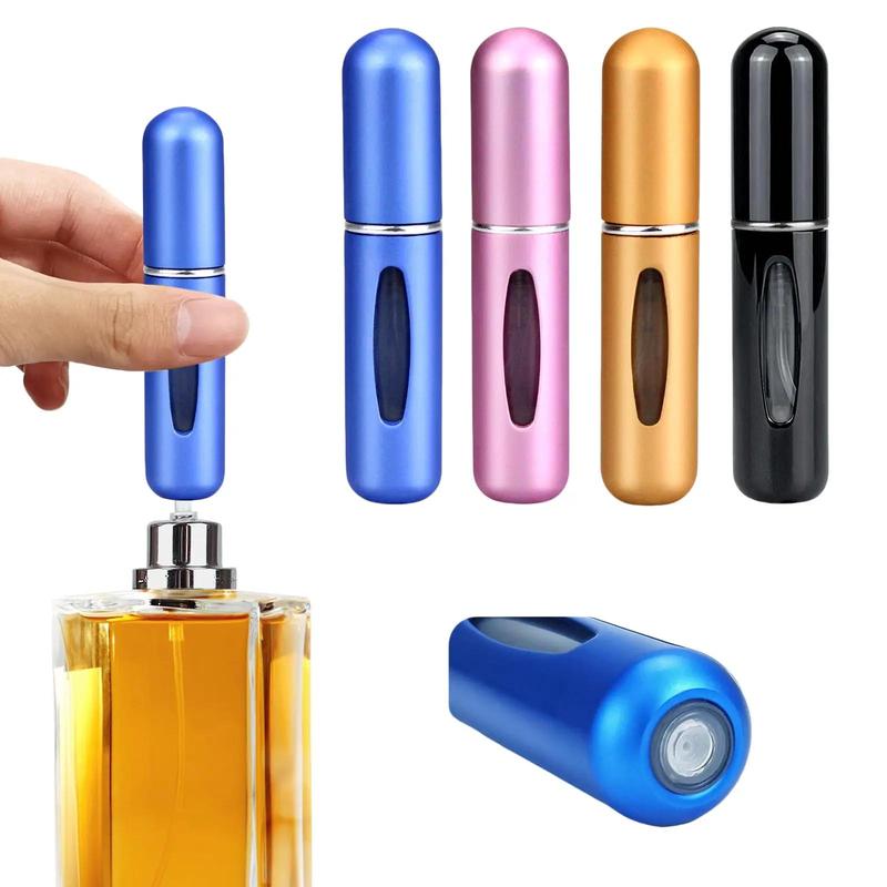 4PCs 5ml refillable perfume atomizer travel, portable mini pocket Perfume Atomizer for travel accessories tin canister organizer gag gift