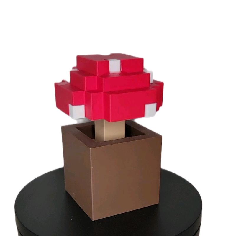 Minecraft Inspired Red Mushroom  Decorative Sculpture