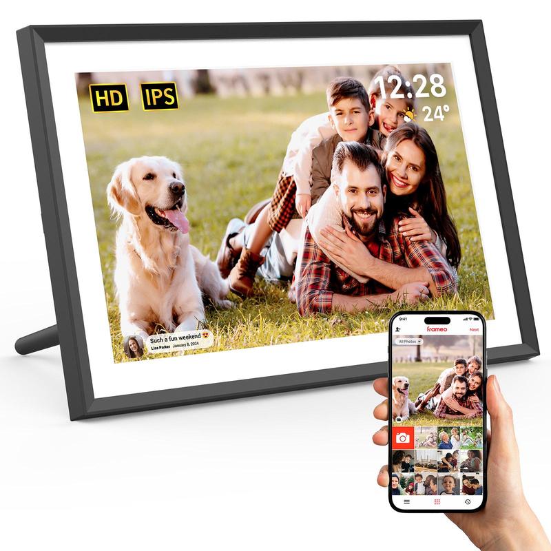 10.1 15.6in Digital Photo Frame, WiFi Electronic Frame with 32GB Storage, IPS Touch Screen, Auto-Rotate, Slideshow, Share Photos Videos Music Calendar Alarm