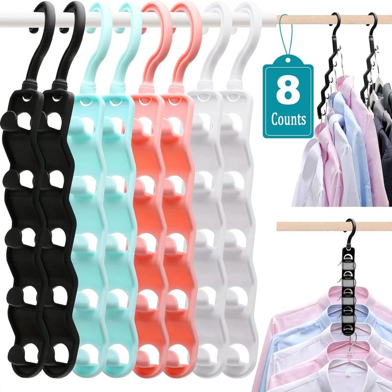 Household Clothes Hanger, 8 Counts 12pcs Space Saving Hanger, Clothes Organizer for Home, Dormitory, Closet, Wardrobe, Bedroom, Living Room