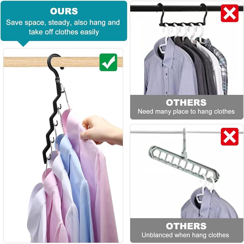 Household Clothes Hanger, 8 Counts 12pcs Space Saving Hanger, Clothes Organizer for Home, Dormitory, Closet, Wardrobe, Bedroom, Living Room