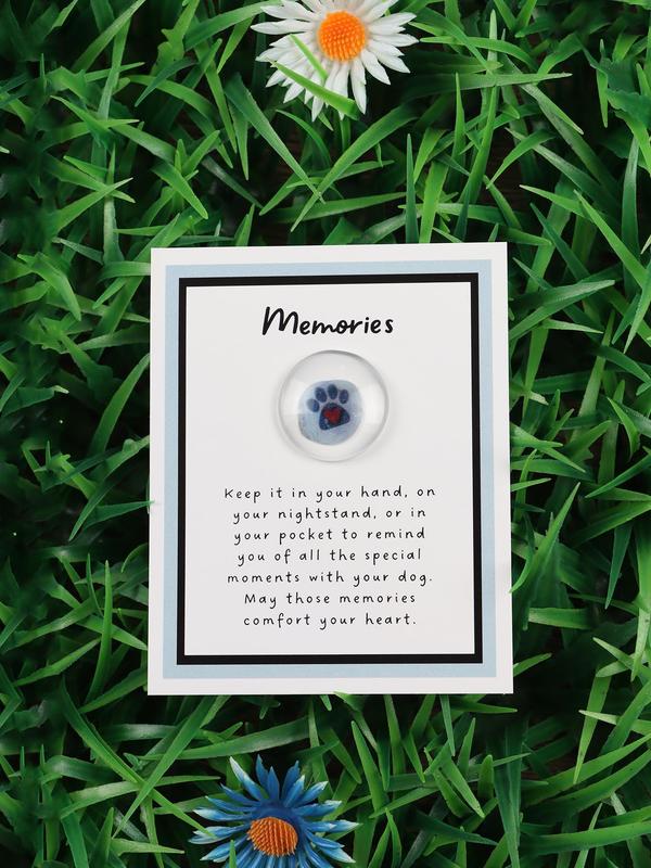 Dog Paw Design Glass Gem, Meaningful Cute Pocket Token, Sympathy Gift, Loss Of Pet Remembrance Gift, Condolence Gift for Women & Men